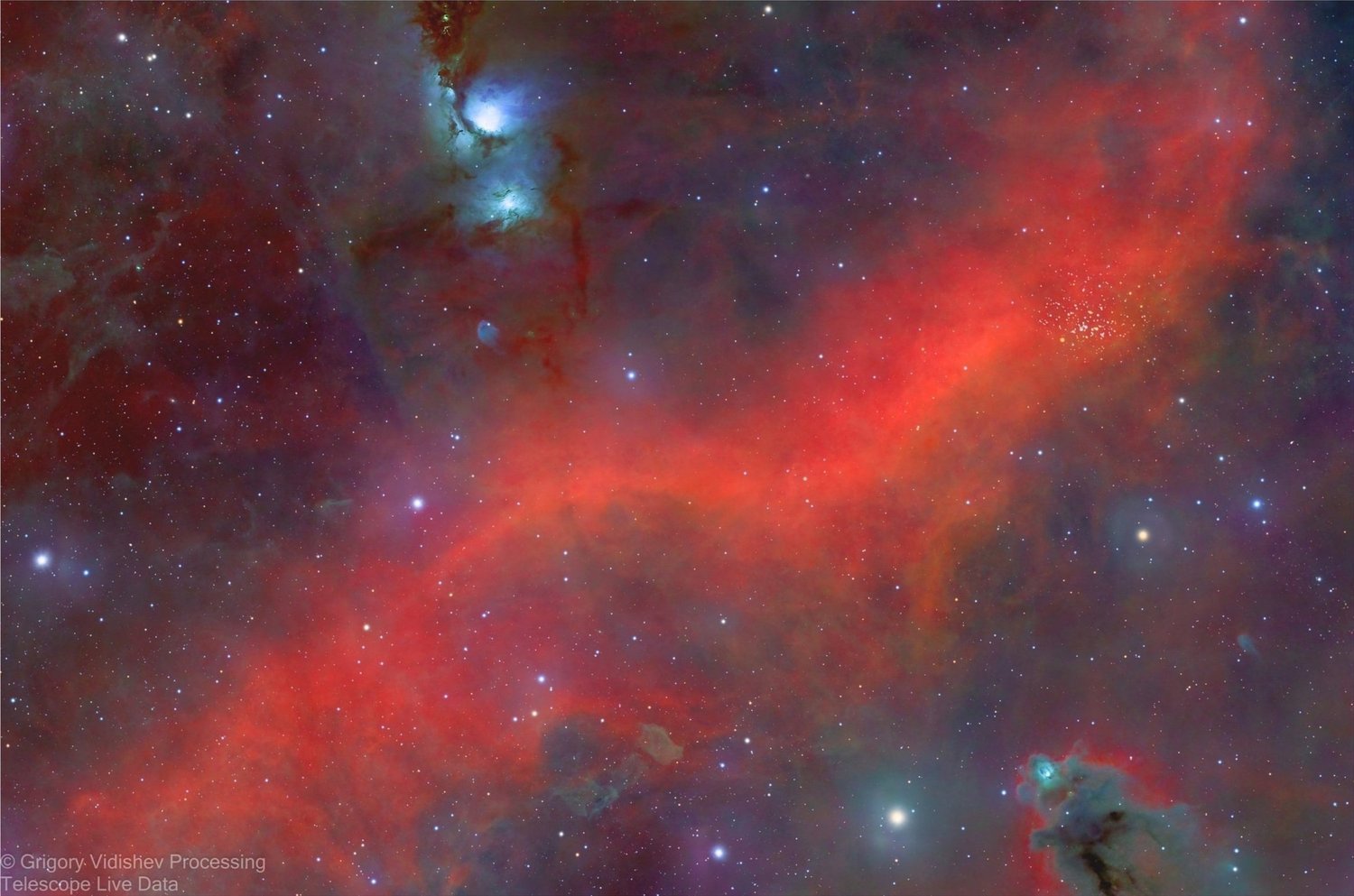 Image of W63 Supernova Remnant, 24 panel mosaic zoom